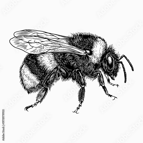 hand drawn honey bee vector illustration