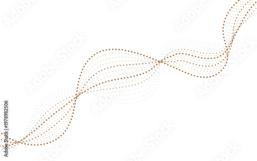 Dark brown dotted wave flowing abstract lines on white background for organic and professional graphic elements.