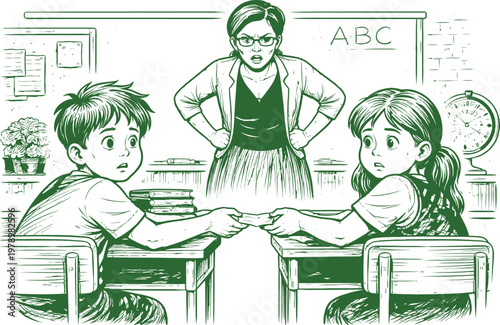 Angry Teacher Catches Kids Cheating Class Art