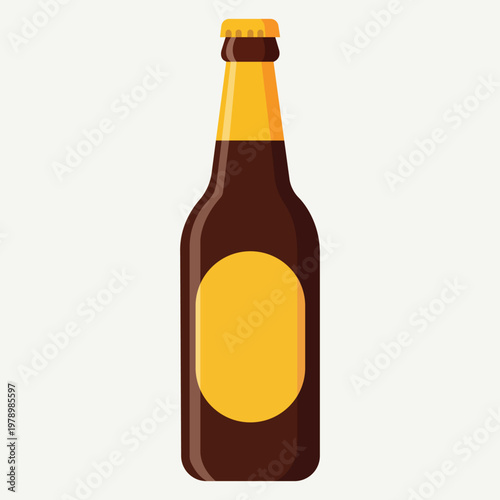 Amber Brewed Elixir: An illustrated amber beer bottle, capturing a moment of refreshing beverage and celebratory cheer, perfect for commercial use.