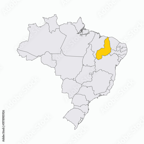 Map of Brazil with Highlighted State of Piaui