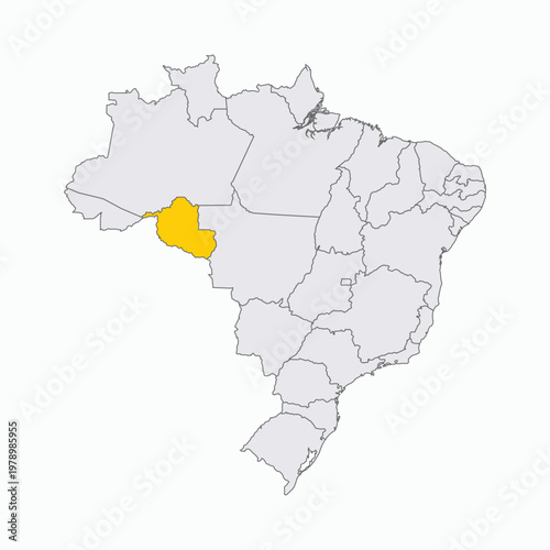 Map of Brazil with Highlighted State of Rondonia