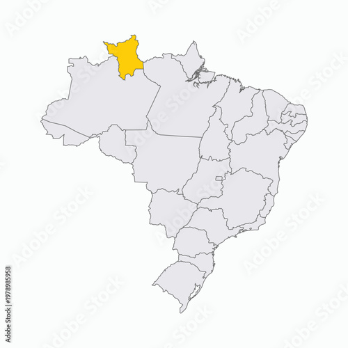 Map of Brazil with Highlighted State of Roraima