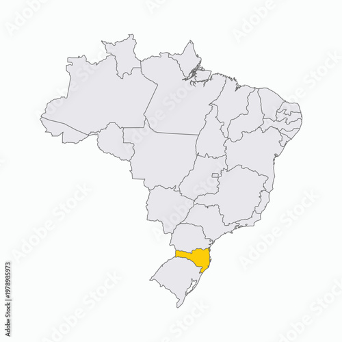 Map of Brazil with Highlighted State of Santa Catarina