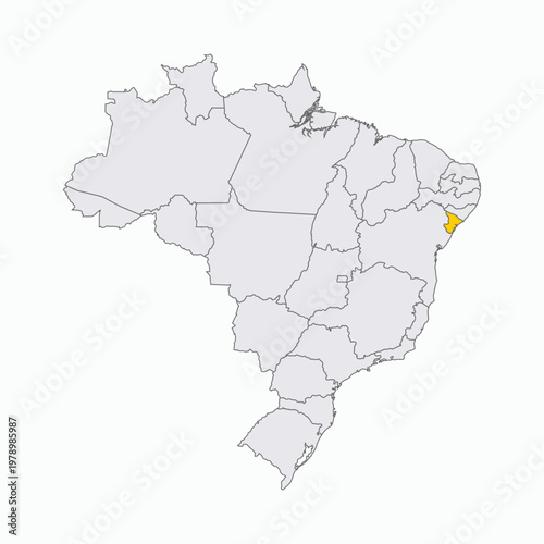 Map of Brazil with Highlighted State of Sergipe