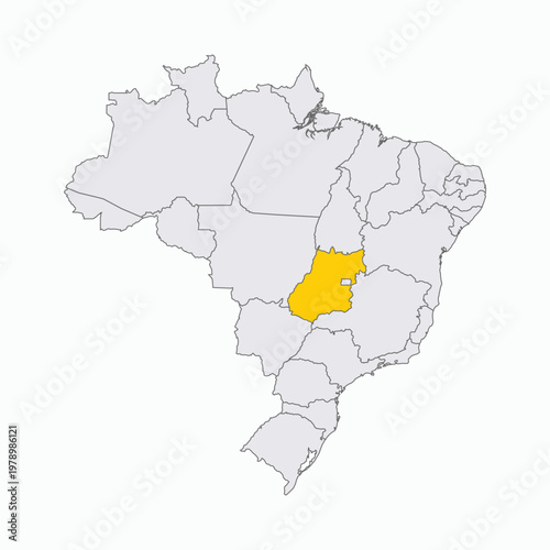 Map of Brazil with Highlighted State of Golas