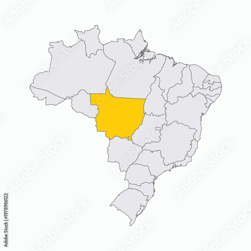 Map of Brazil with Highlighted State of Mato Grosso