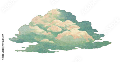 PNG Vintage cloud art illustration