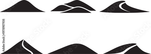 Desert dune silhouettes bundle sand landscape shapes set clean vector