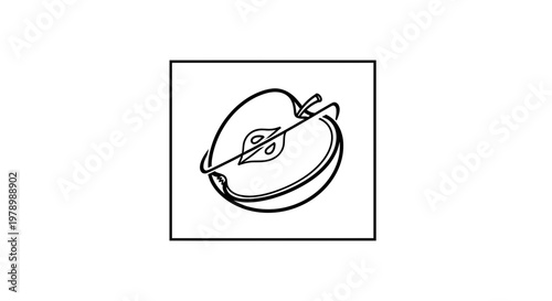 Sliced Apple Icon, Healthy Food Symbol, Fresh Fruit Graphic