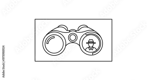 Spy looking through binoculars, detective, investigation, surveillance, secret agent, espionage