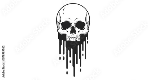 Melting Skull Dripping Black Ink