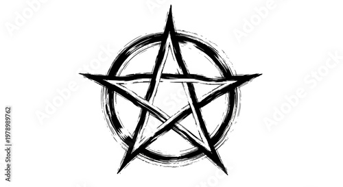 Pentagram Symbol in Circle, Occult, Esoteric, Mystical, Wiccan, Pagan, Magic
