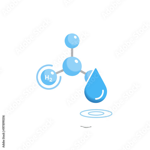 A blue chemical molecule icon representing water and hydrogen energy concepts