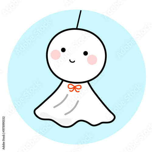 Illustration of a teru teru bozu (weather doll)
