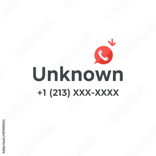 A digital graphic showing an incoming call from an unidentified telephone number