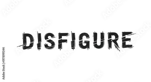 Disfigure word text effect, distressed grunge typography