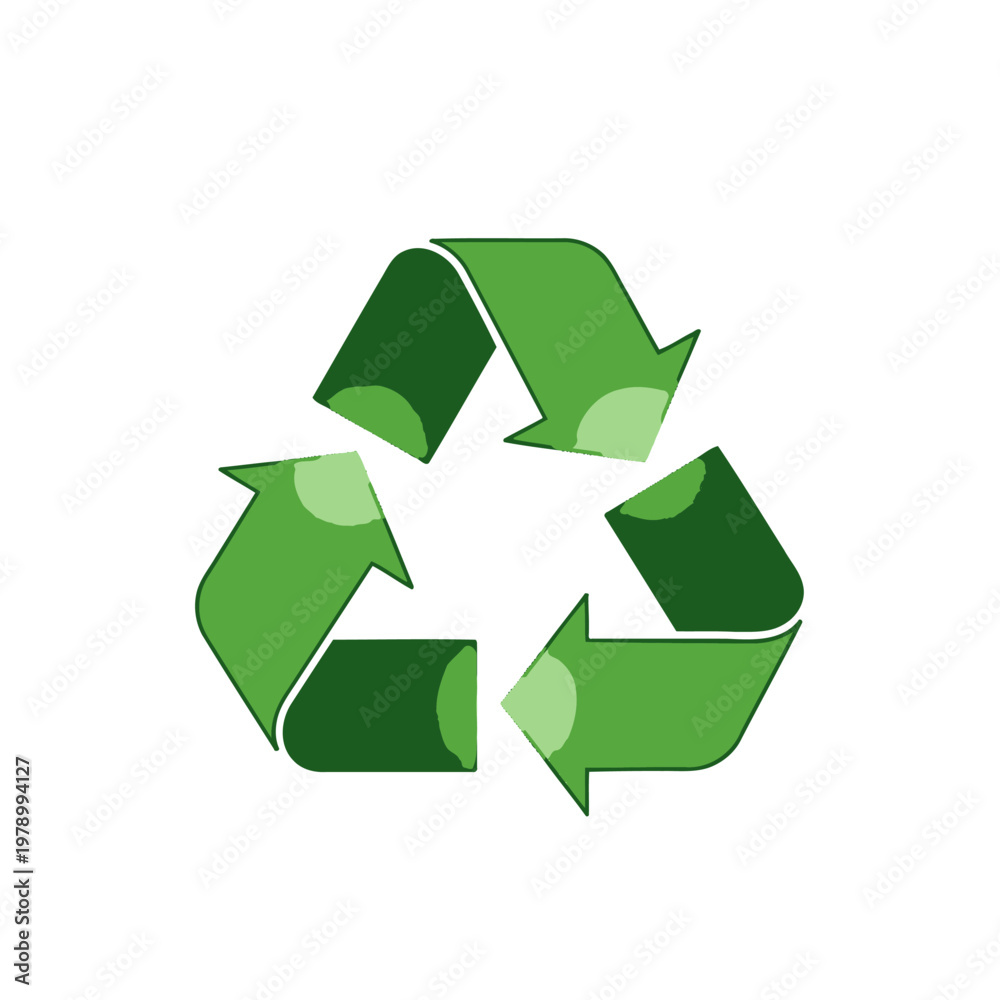 Obraz premium A green recycling symbol isolated on a clean white background