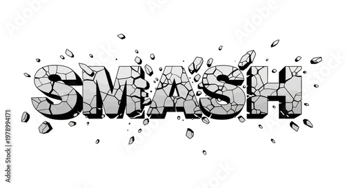 Smash Text Effect with Cracking and Debris