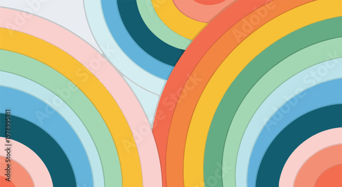 Colorful, curved bands create an abstract, textured design