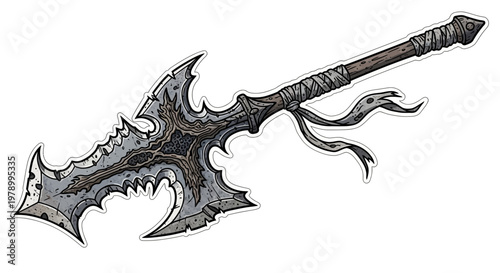 Fantasy Battle Axe Weapon Illustration