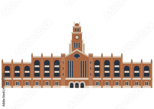 時計塔のある大学のシンボルの建物のイメージ
