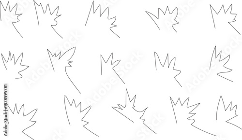 Collection of abstract black line drawings of spiky grass clumps on white background vector