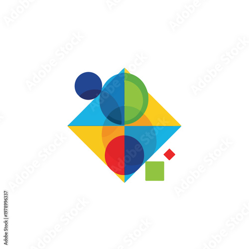 Free Download Colorful geometric abstract design with overlapping shapes on white background - GFXLoad