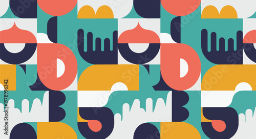 Photography Colorful, geometric abstract design with various shapes and complementary colors