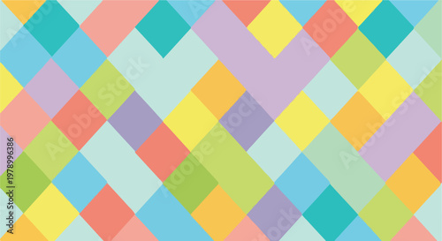 Colorful, geometric abstract image with overlapping diamond shapes