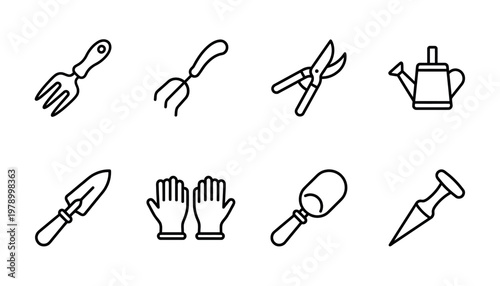 Gardening tools icons set for design.