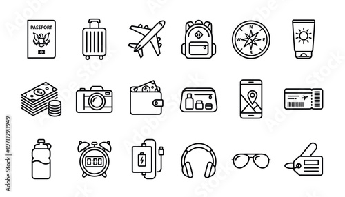 Travel and tourism icons set.