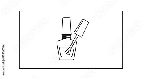 Nail Polish Bottle and Brush Icon, Minimalist Line Art for Beauty and Cosmetics