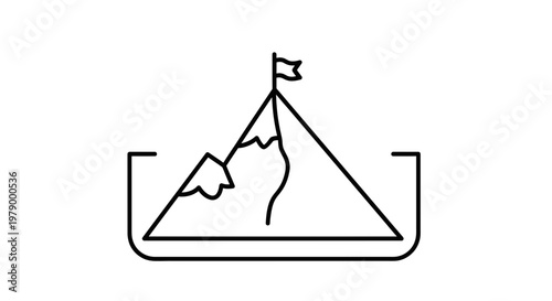 Mountain Peak Success Flag Icon: Goal Achievement, Business Strategy, Leadership, Victory