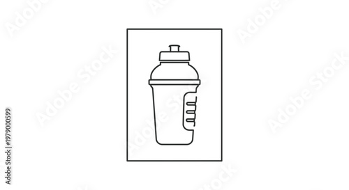 Line Art Icon of a Shaker Bottle for Protein Powder or Supplements