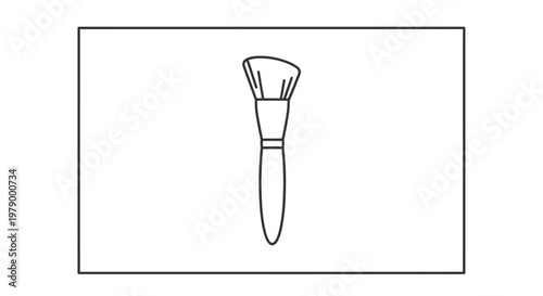Makeup Brush Icon - Simple Line Art of a Cosmetic Applicator for Beauty and Makeup Application