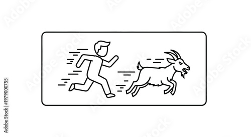 Man Chasing Goat