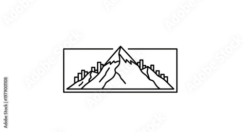 Minimalist Mountain Cityscape Line Art Logo Design