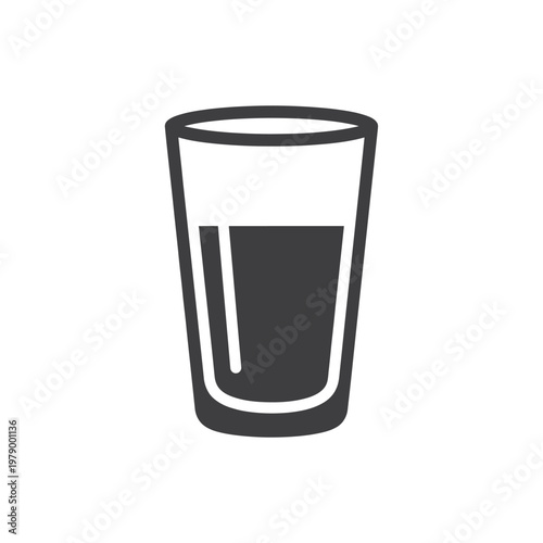 Glass half full icon representing optimism or a refreshing drink
