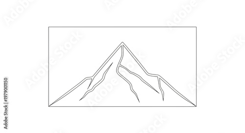 Minimalist Mountain Outline Vector Graphic - Peak Summit Line Art