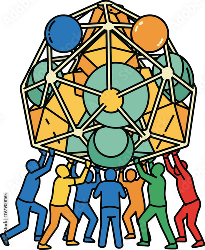 Teamwork and Collaboration Building Complex Structure.