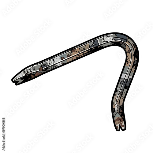 Crowbar tool, metal, close-up, isolated on white background