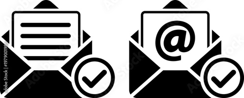 送信完了を表すチェックマーク付きメールアイコン（Email Sent Confirmation Check Icon）
