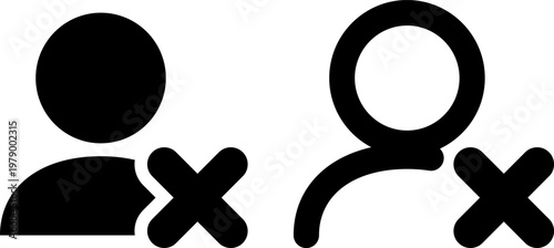 ユーザー削除アイコン｜人物とバツマークのシンプルUI素材 Remove User Icon – Person with Cross Symbol
