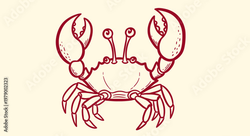 A vibrant outline sketch vector illustration of a large crab