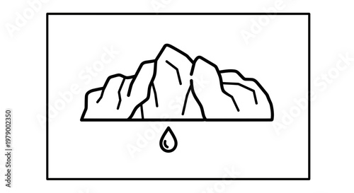 Melting Iceberg Icon with Water Droplet, Symbolizing Climate Change and Global Warming