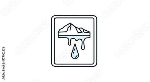 Melting Iceberg Icon Symbolizing Climate Change and Global Warming