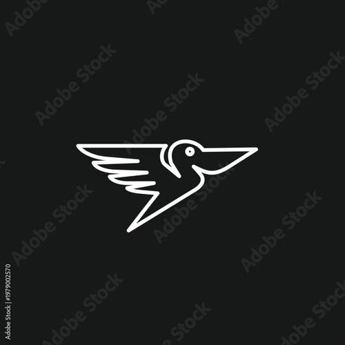 Minimalist Flying Bird Line Art Icon Vector Illustration
