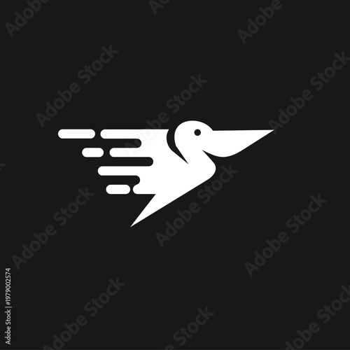 Dynamic Fast Flying Bird Logo Design with Speed Streaks