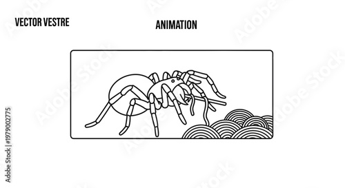 Animated Spider Crawling on Abstract Background